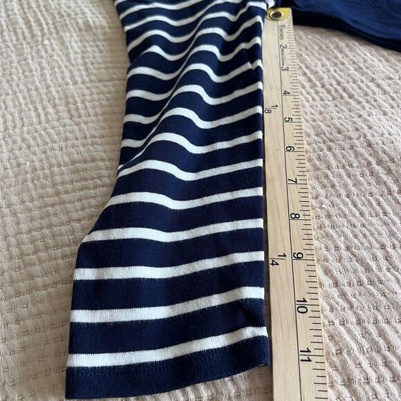 Lauren Ralph Lauren Dress Womens Medium Navy Stripe Button Shoulder Boatneck - Picture 11 of 14